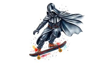 Skateboarding Darth Vader tattoo idea