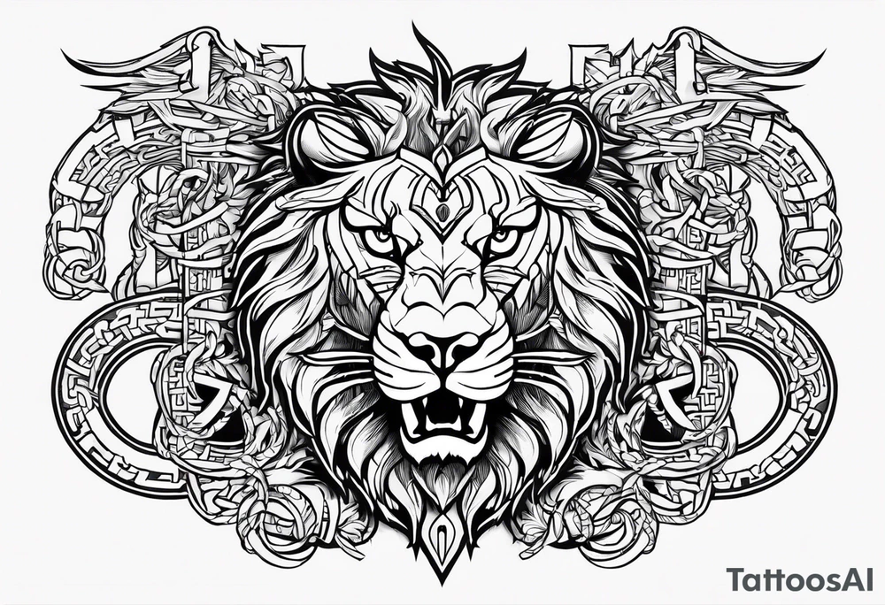 Valhalla  dragon  lion chains tattoo idea
