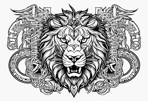 Valhalla  dragon  lion chains tattoo idea