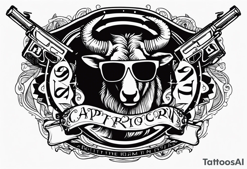 capricorn with sunglasses and a shotgun tattoo idea