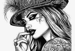 Horror women’s fingers with nails are on the half of her face tattoo idea