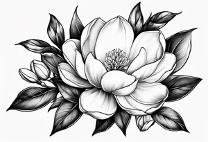 Full sleeve design with magnolia flowers tattoo idea