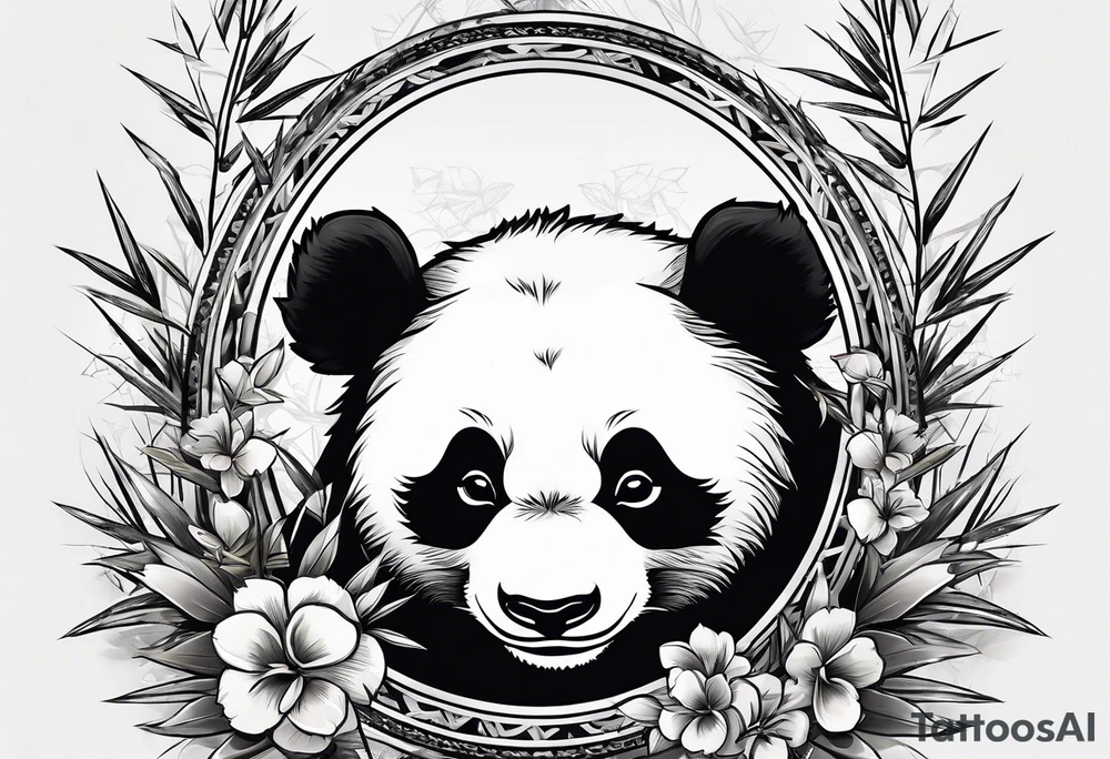 Cute panda with bamboo tattoo idea