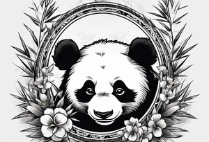 Cute panda with bamboo tattoo idea