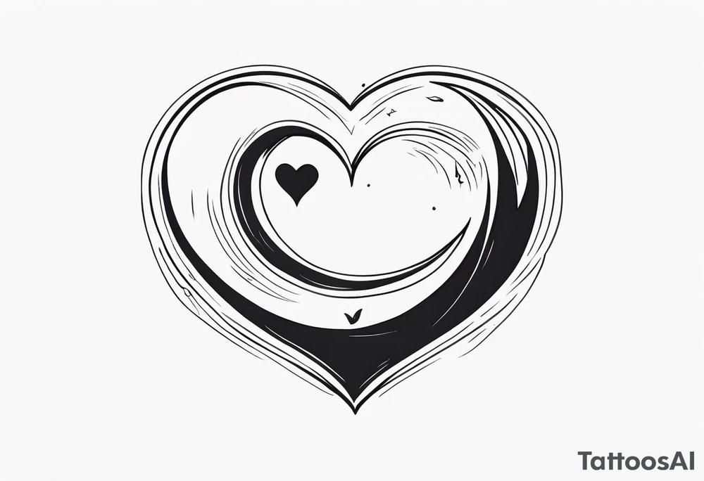 Crescent moon with a love heart inside tattoo idea