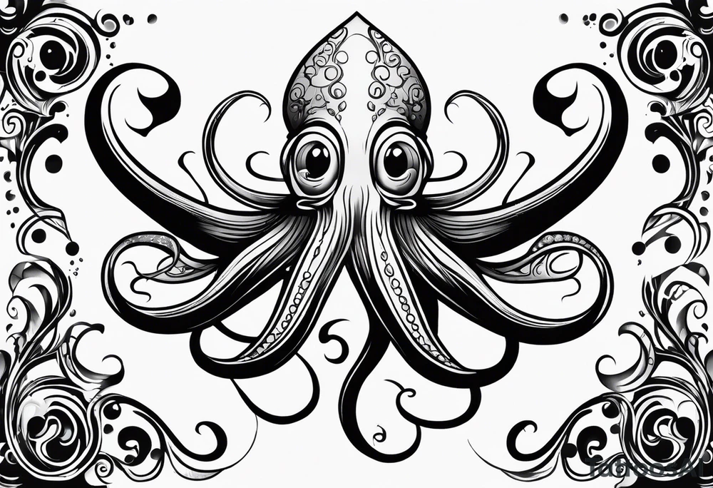 squid using lowbrow art style tattoo idea