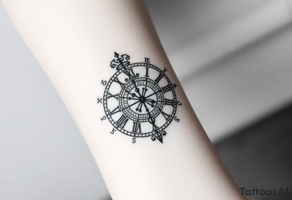 vintage roman numerals within ornate clockwork mechanism tattoo idea