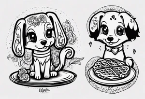 Una huellita de perro que diga "Waffles" tattoo idea