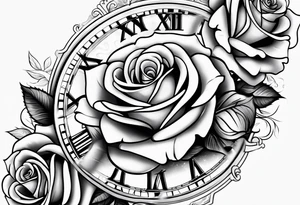 Roses and clock tattoo idea