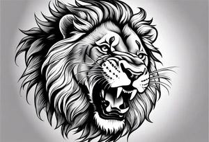 A lion roaring showing its beautiful teeth tattoo idea