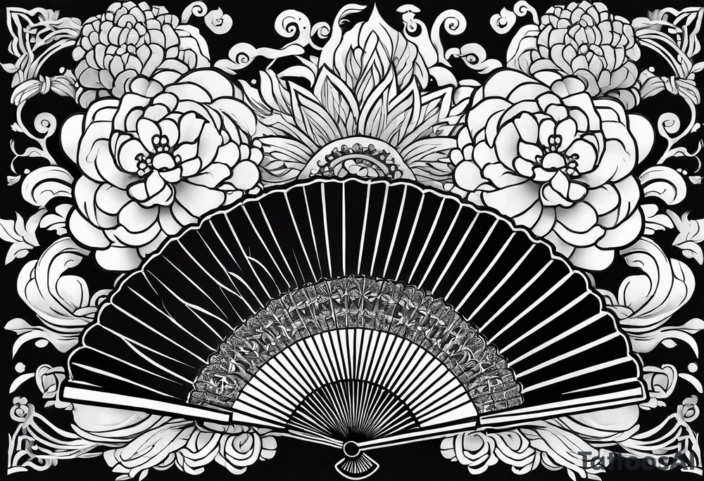 All Black Japanese fan tattoo idea