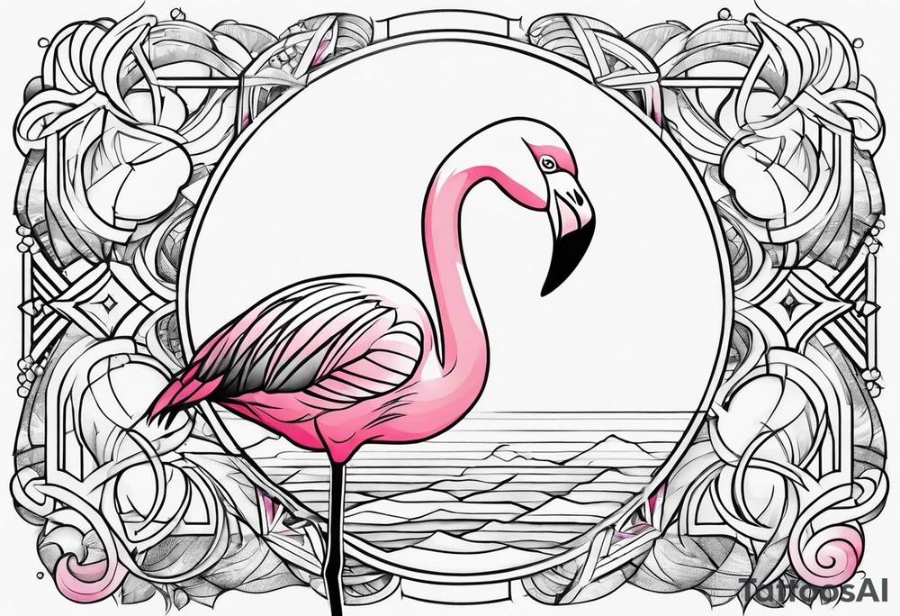 cute flamingo tattoo idea