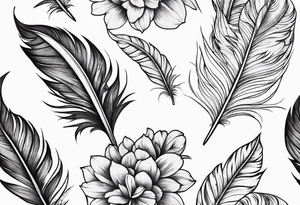 Floral feather tattoo idea