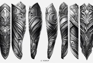 Leg sleeve of Spartan Greaves tattoo idea