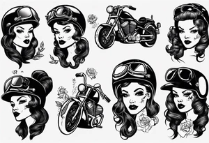 Pinup doll biker girl tattoo idea