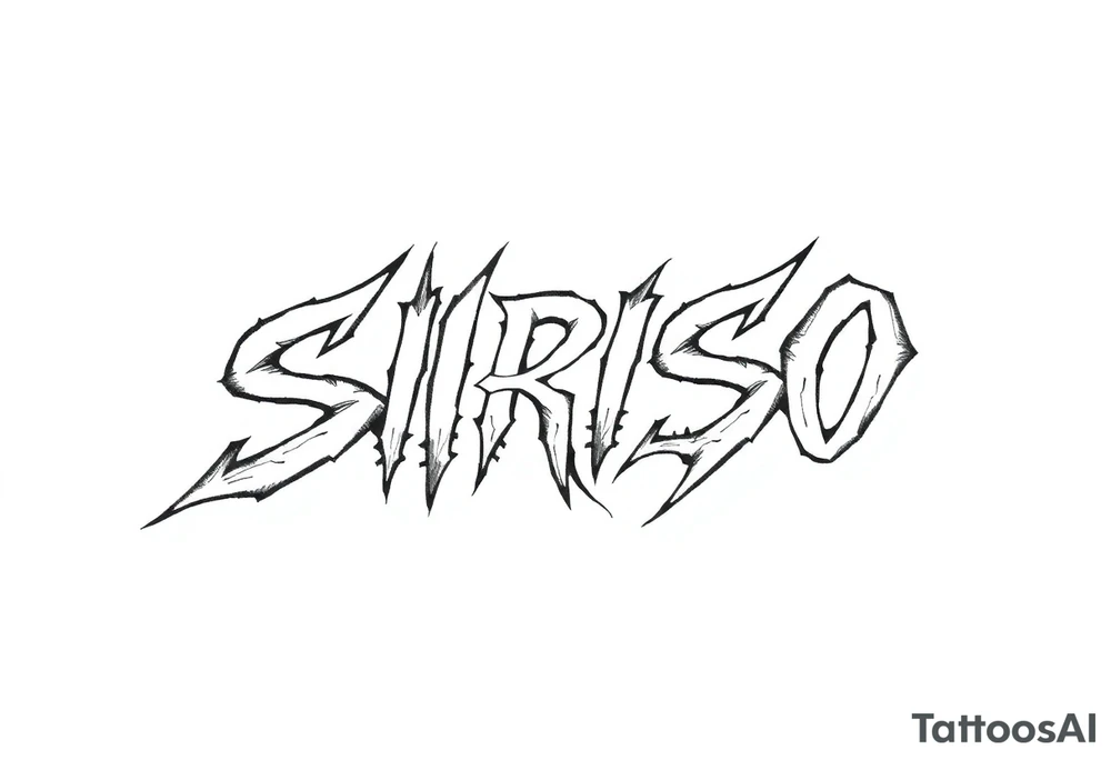 Abstract Tribal font saying “SIRISO” tattoo idea