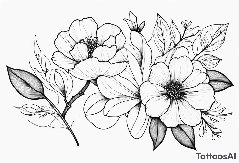 fine line, small flowers, shoulder tattoo idea