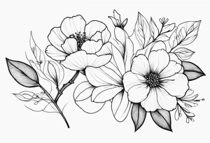 fine line, small flowers, shoulder tattoo idea
