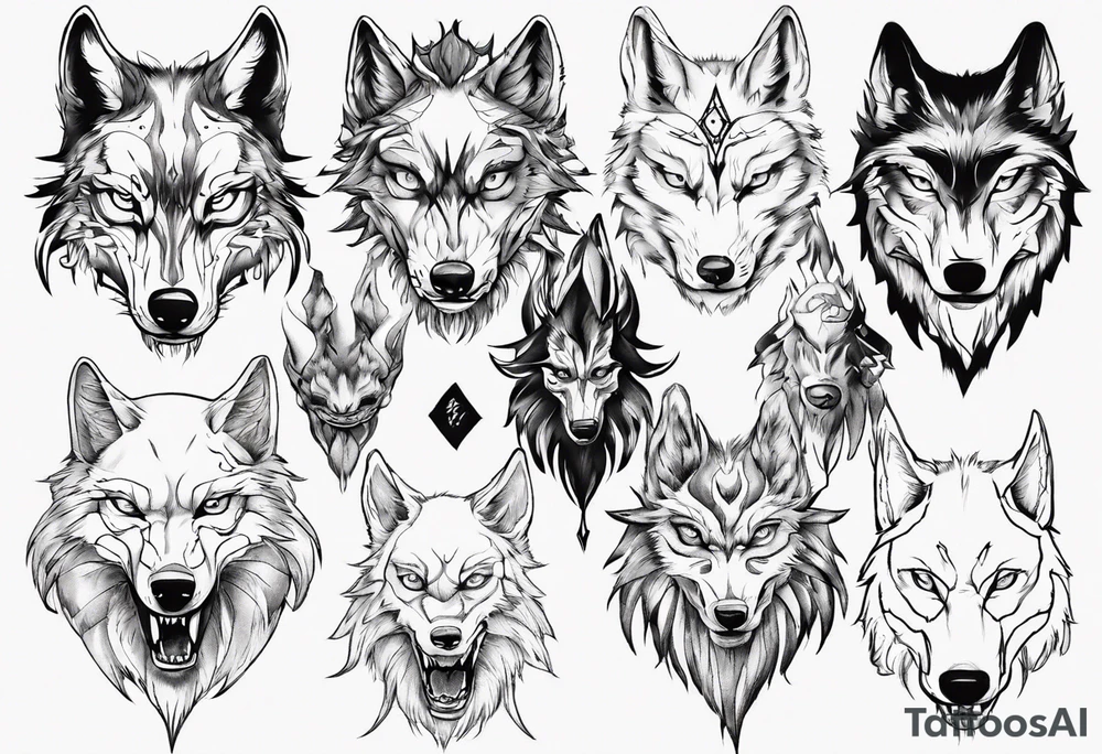Wolf face tattoo idea