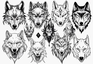 Wolf face tattoo idea