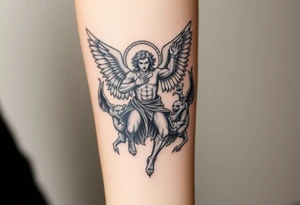 Michael the archangel fighting demons tattoo idea