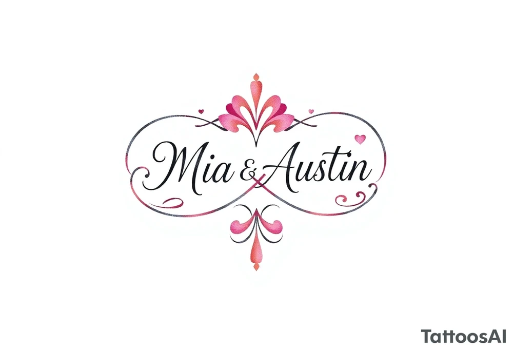 Infinity symbol with the name's Mia and Austin tattoo idea