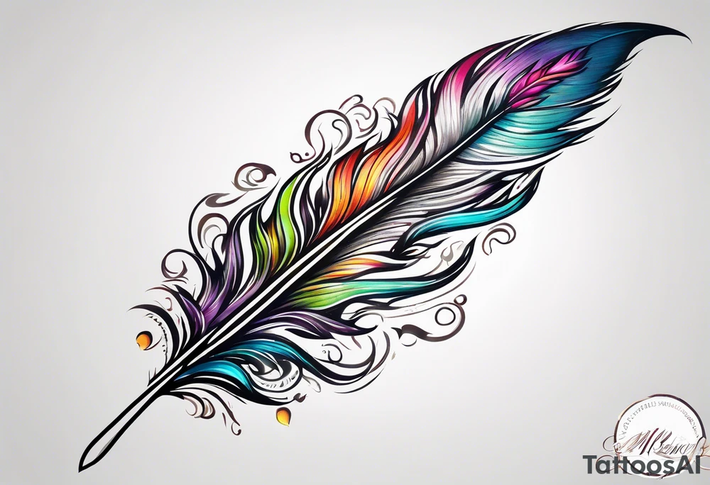 Phoenix feather with lumos written in cursive tattoo idea