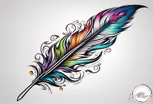 Phoenix feather with lumos written in cursive tattoo idea