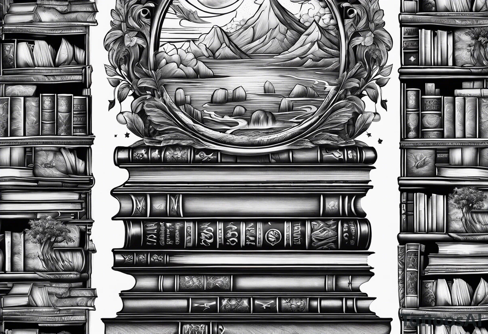 Stack of books tattoo idea