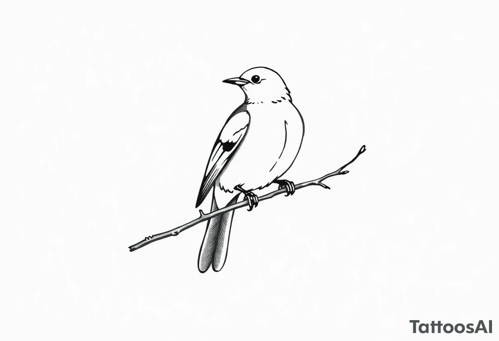 Male European Blackbird sitting on a branch tattoo idea tattoo idea