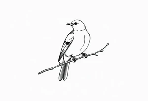 Male European Blackbird sitting on a branch tattoo idea tattoo idea