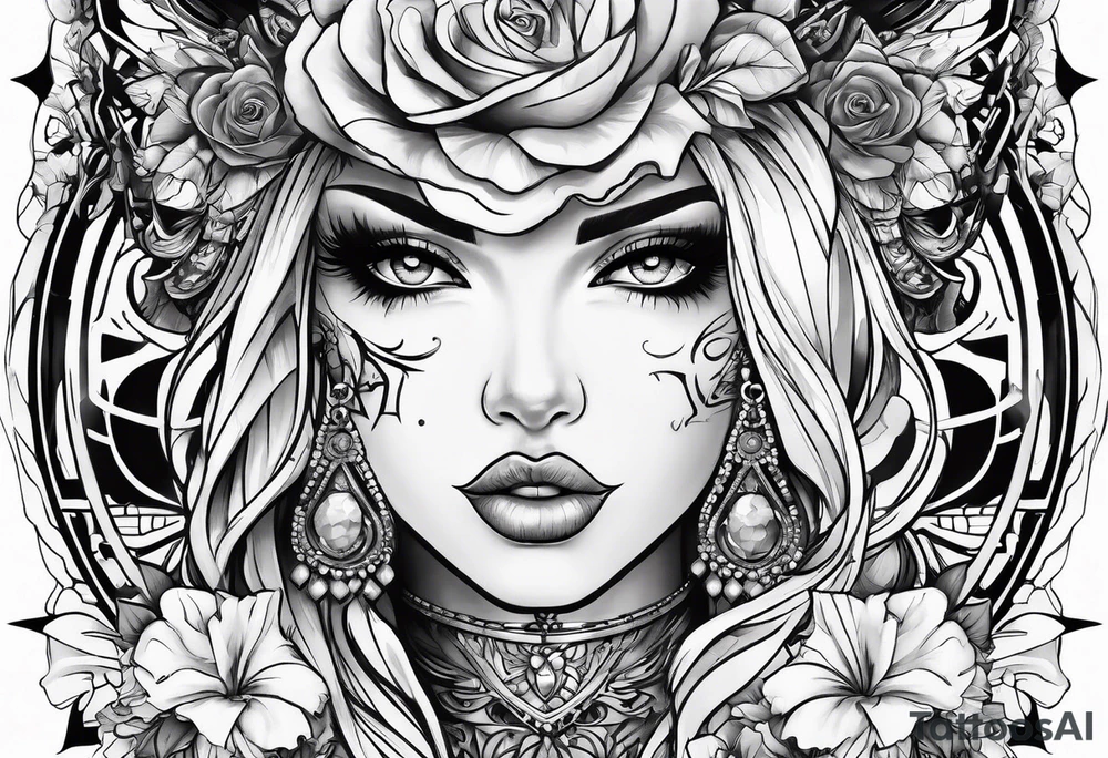 punk rock pinup tattoo idea