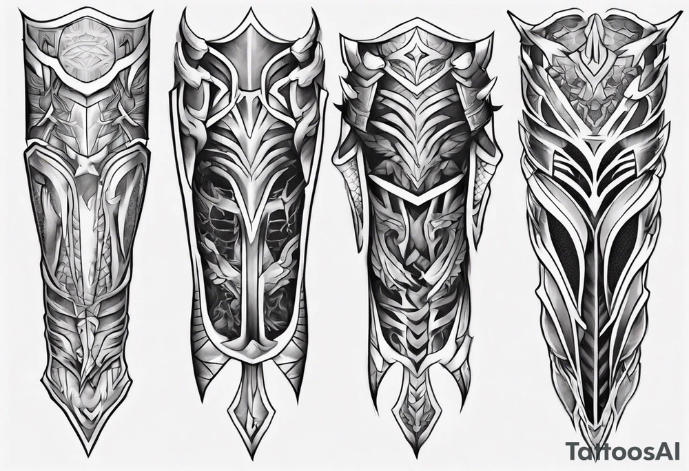 Leg armor symmetrical tattoo idea