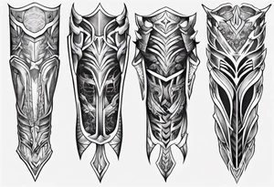 Leg armor symmetrical tattoo idea