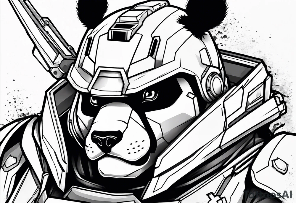 Panda dressed as a gundam tattoo idea