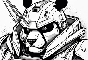 Panda dressed as a gundam tattoo idea