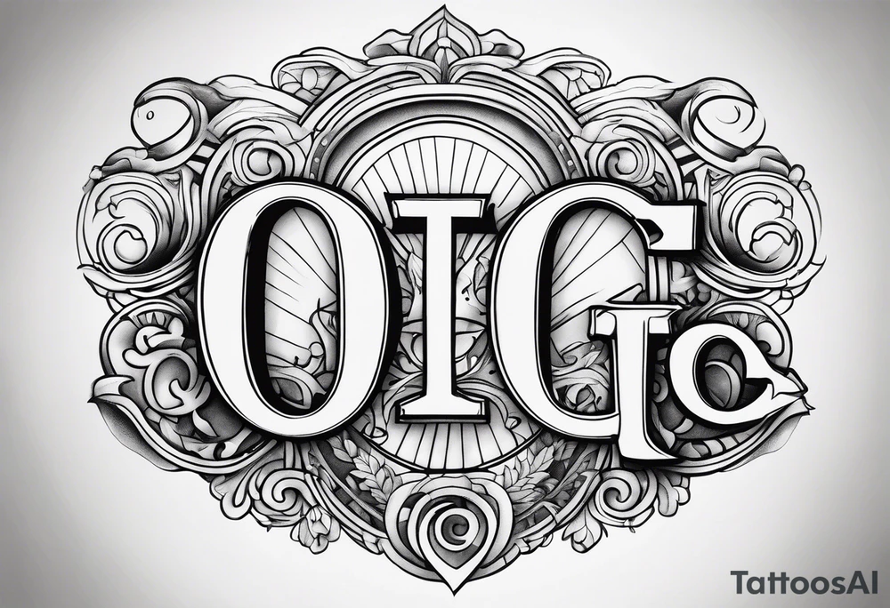 the letters O T G with a cool font tattoo idea