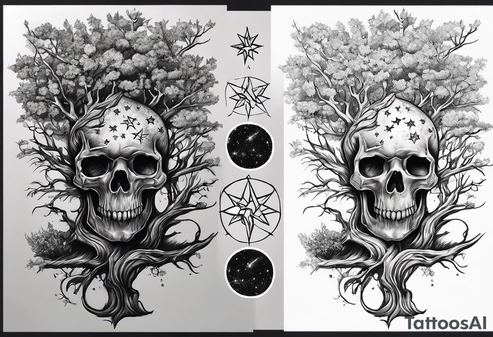 Poison tree with stars tattoo idea