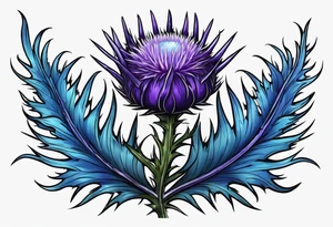 Purple thistle and blue thistle tattoo idea