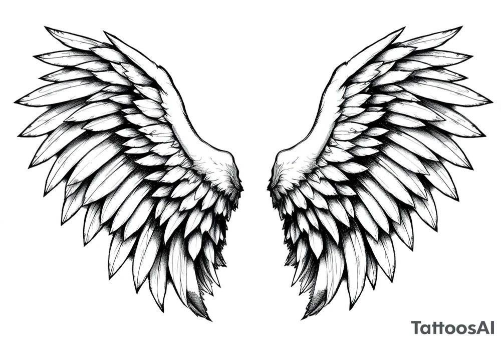 Realistic angelwings verlinken long tattoo idea