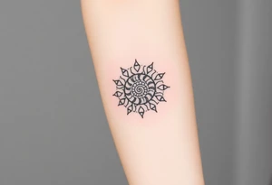 Fibonacci sun spiral shell tattoo idea