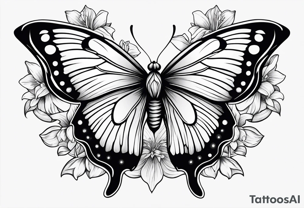 Moon stars moth lily tattoo idea