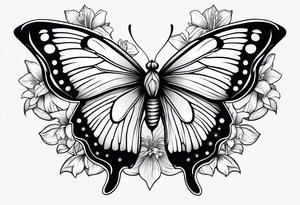 Moon stars moth lily tattoo idea