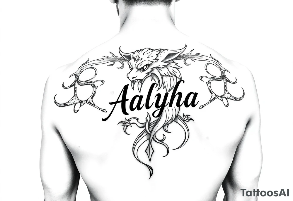 My name is Aalyha, zodiac is aquarius, white an black realistic gangsta thug tattoo idea