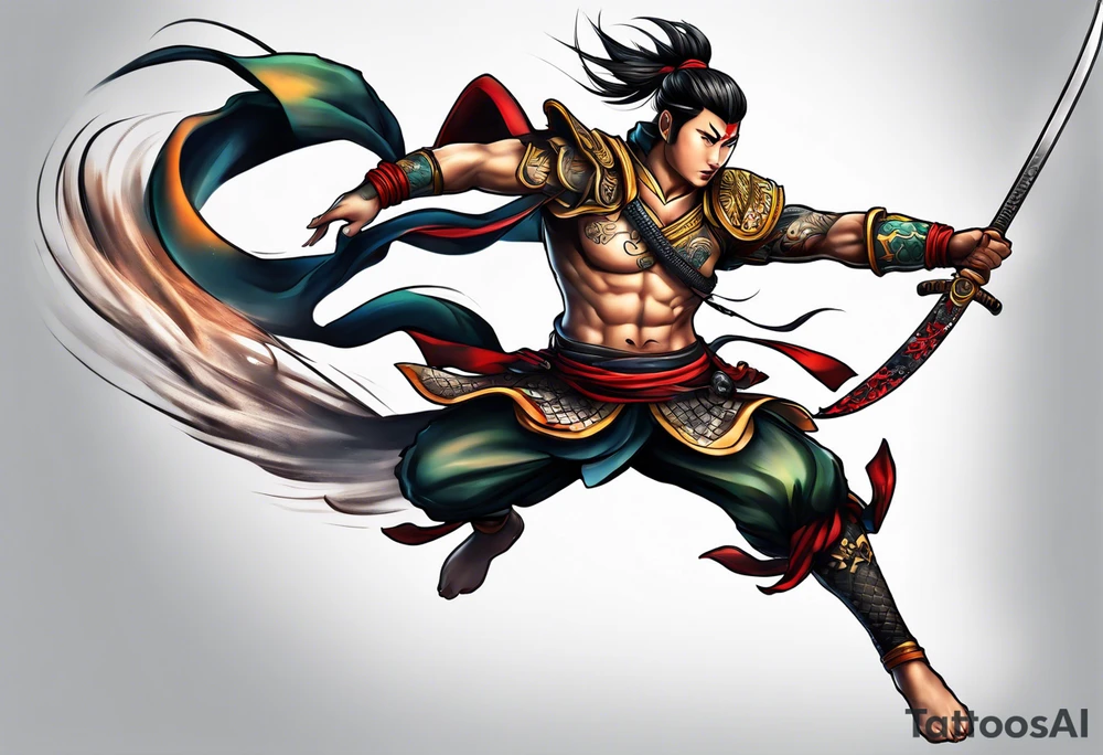 leaping warrior tattoo idea