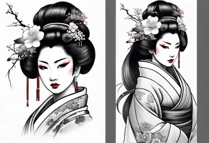 geisha full body standing tattoo idea