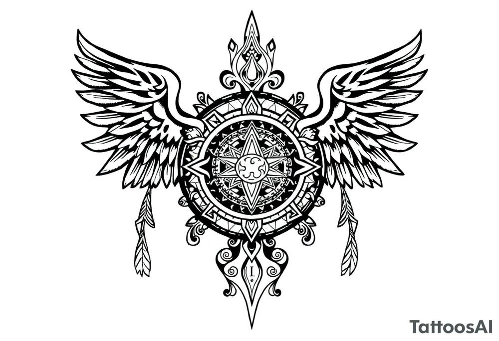 mytical shaman style ornametn with ancient rhyme tattoo idea