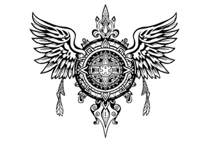 mytical shaman style ornametn with ancient rhyme tattoo idea