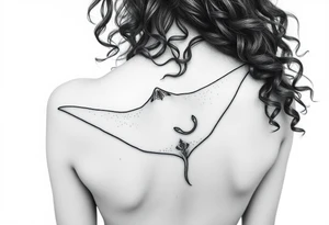 Freediving Curly Woman with a mobula ray in the Open sea tattoo idea
