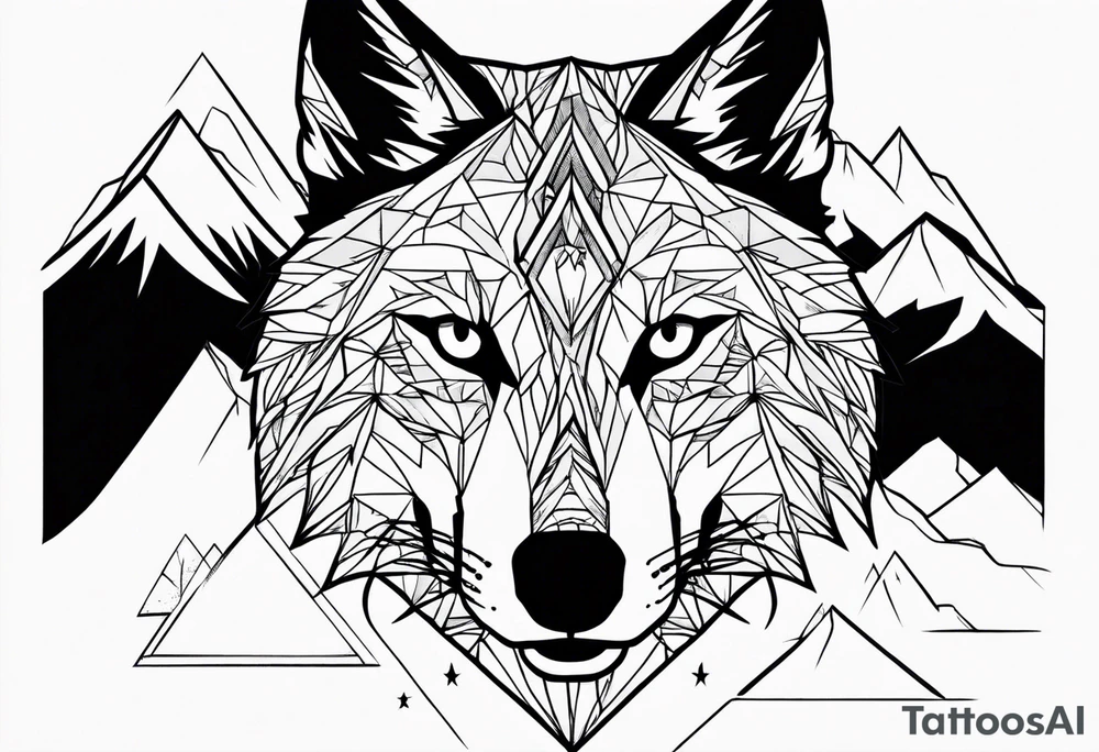 Mountains, wolf eyes underneath tattoo idea